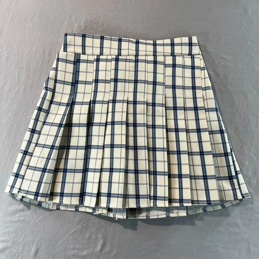 Princess Polly Navy Plaid Pleated Mini Skirt Women's S/M Schoolgirl‎ Y2K Style